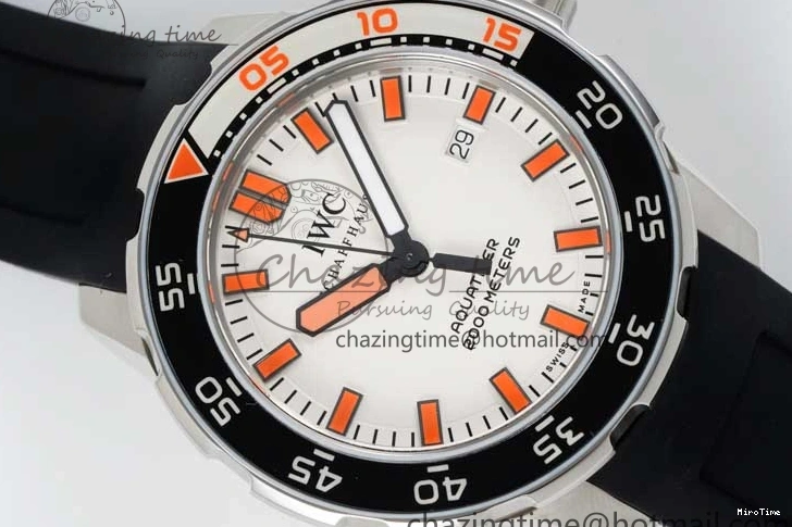 MIROTIME 0426 Aquatimer Automatic SS RSF 1:1 Best Edition White Orange Dial on Black Rubber Strap A Supportive 7069